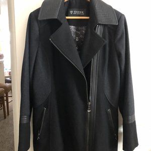Guess Black Wool Car Coat - XL